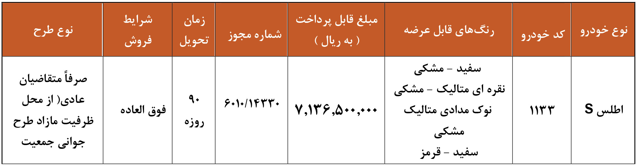 فروش فوق العاده سایپا اطلس اذر 1404