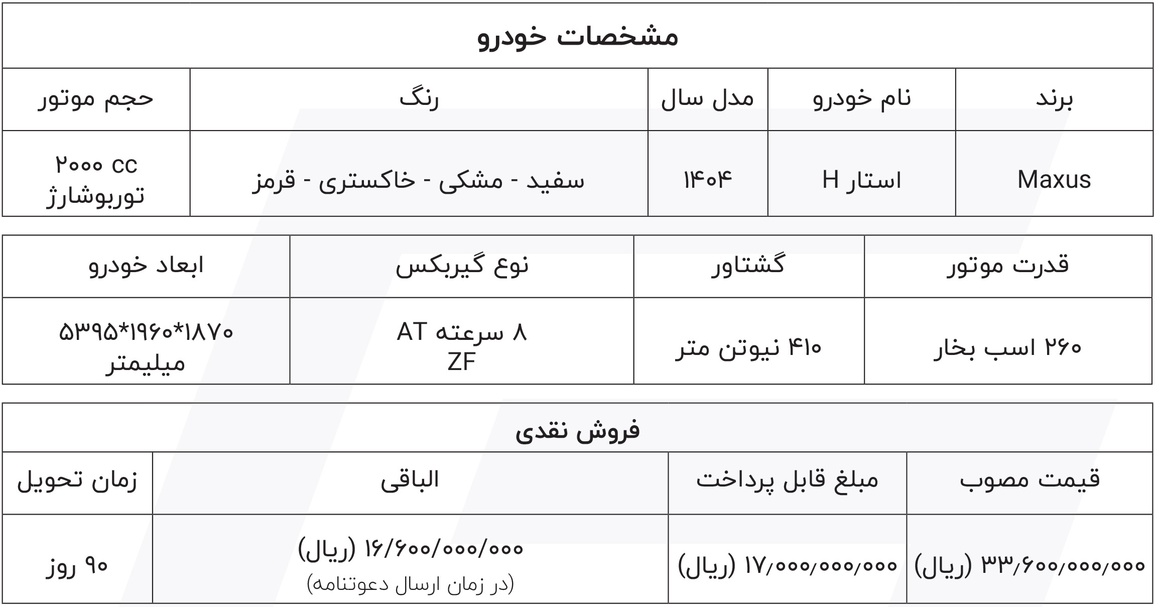 فروش نقدی وانت مکسوس شتابران خودرو
