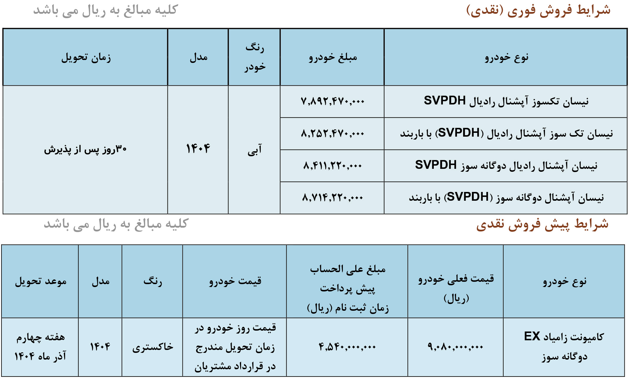 ثبت نام وانت نیسان اکستند زامیاد